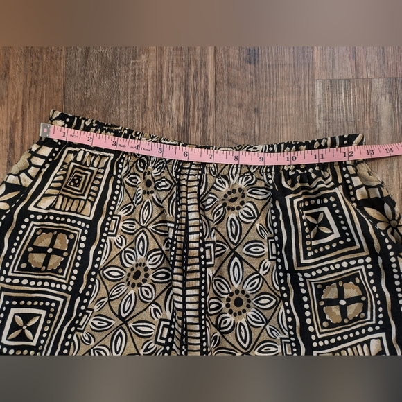 Vintage Boho Floral Beach 90s Pull On Elastic Waistband Pants Pockets Size M - Picture 10 of 12
